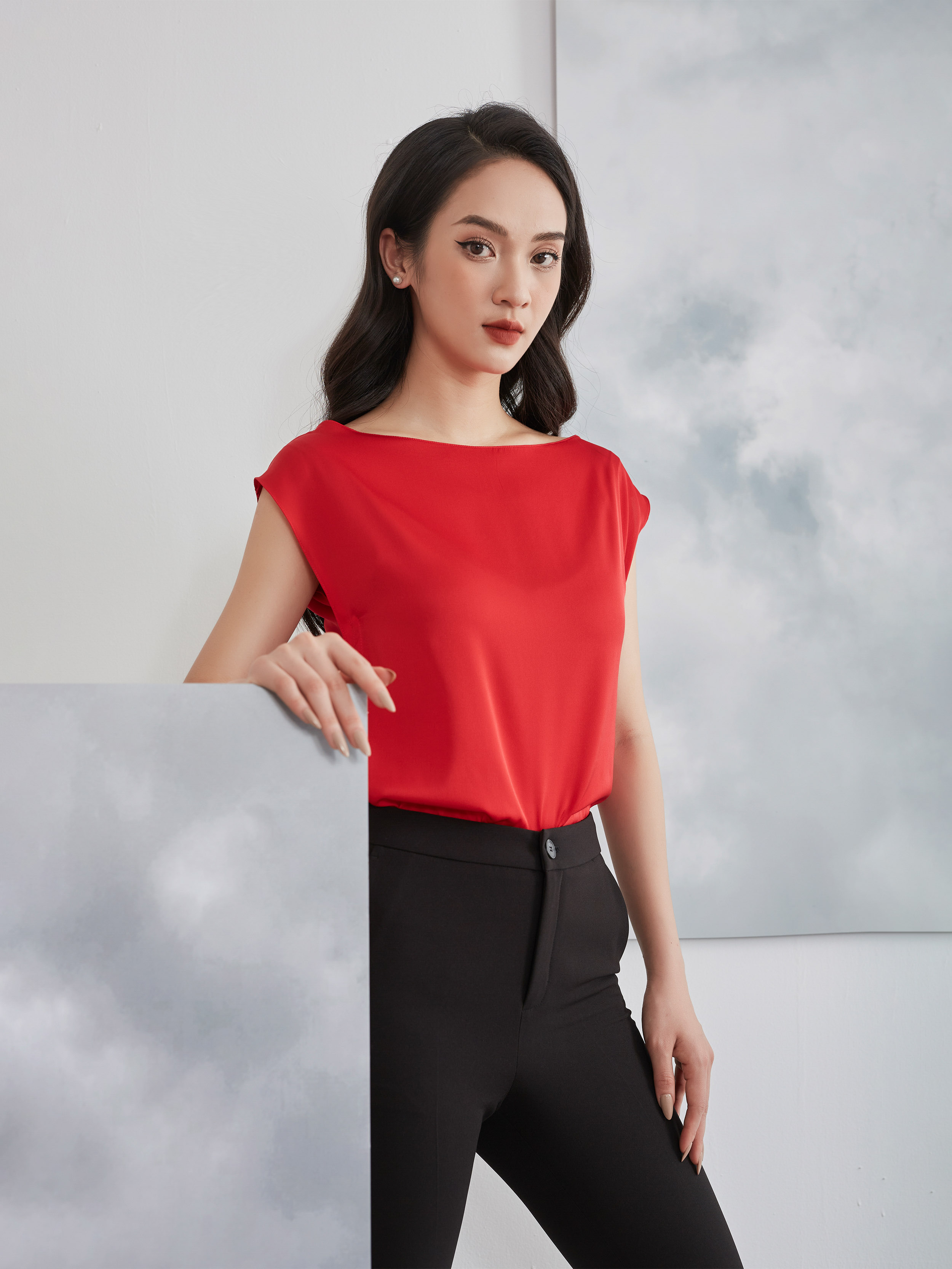 Áo sơ mi 1 lớp dáng vừa premium silk